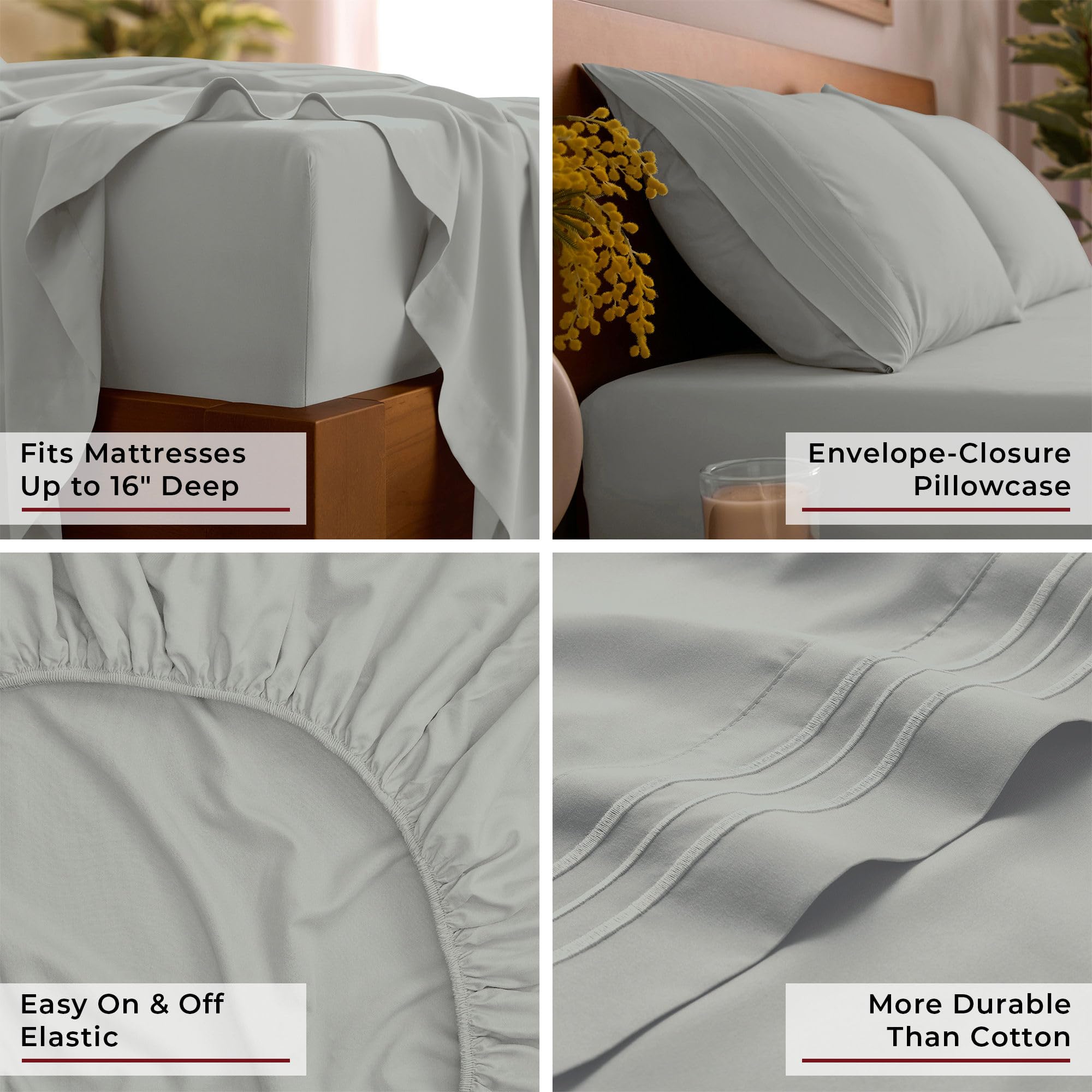 Mellanni Spa Mint deep-pocket fit up to 16 inches for secure bedding.