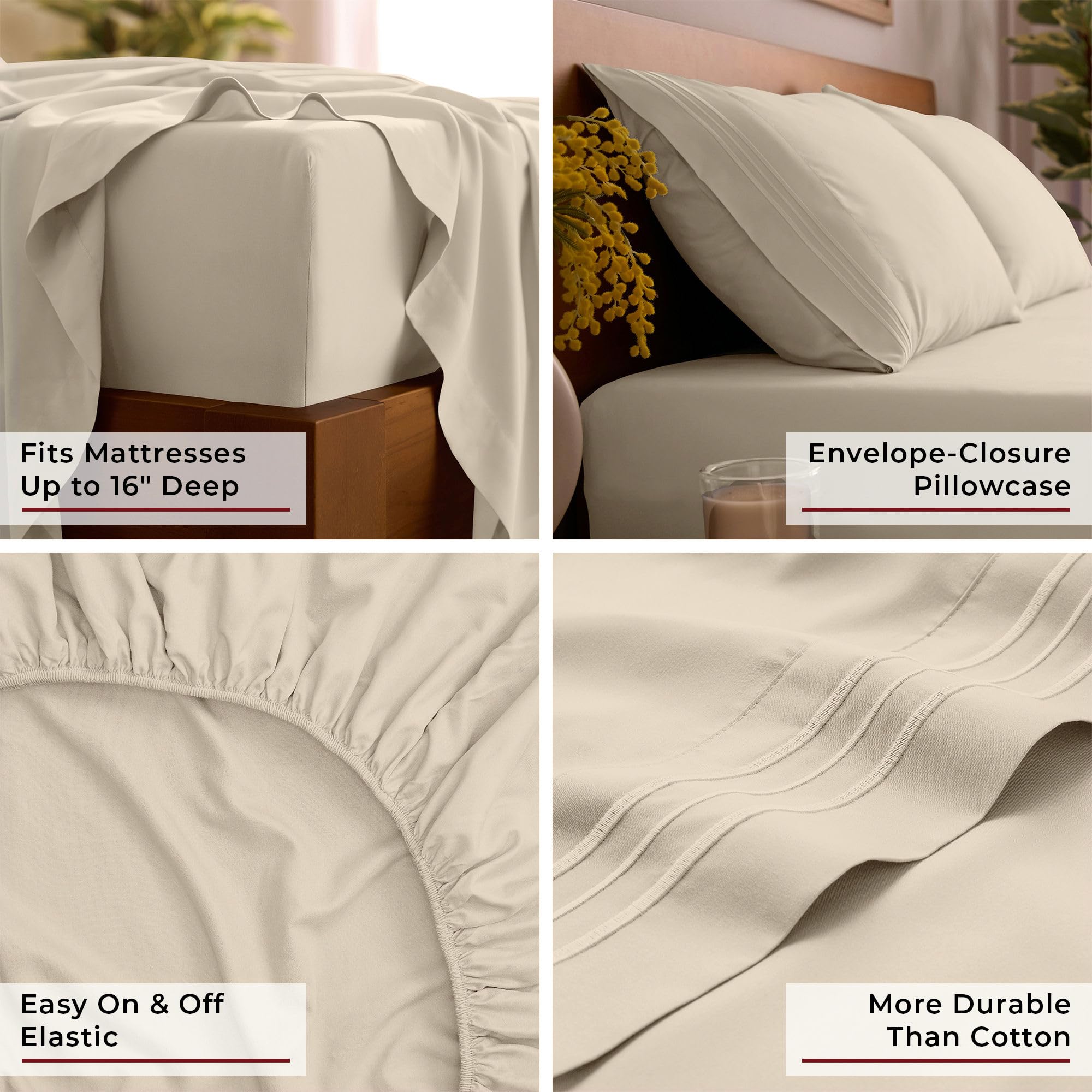 Mellanni sheets resist wrinkling and fading for easy care.