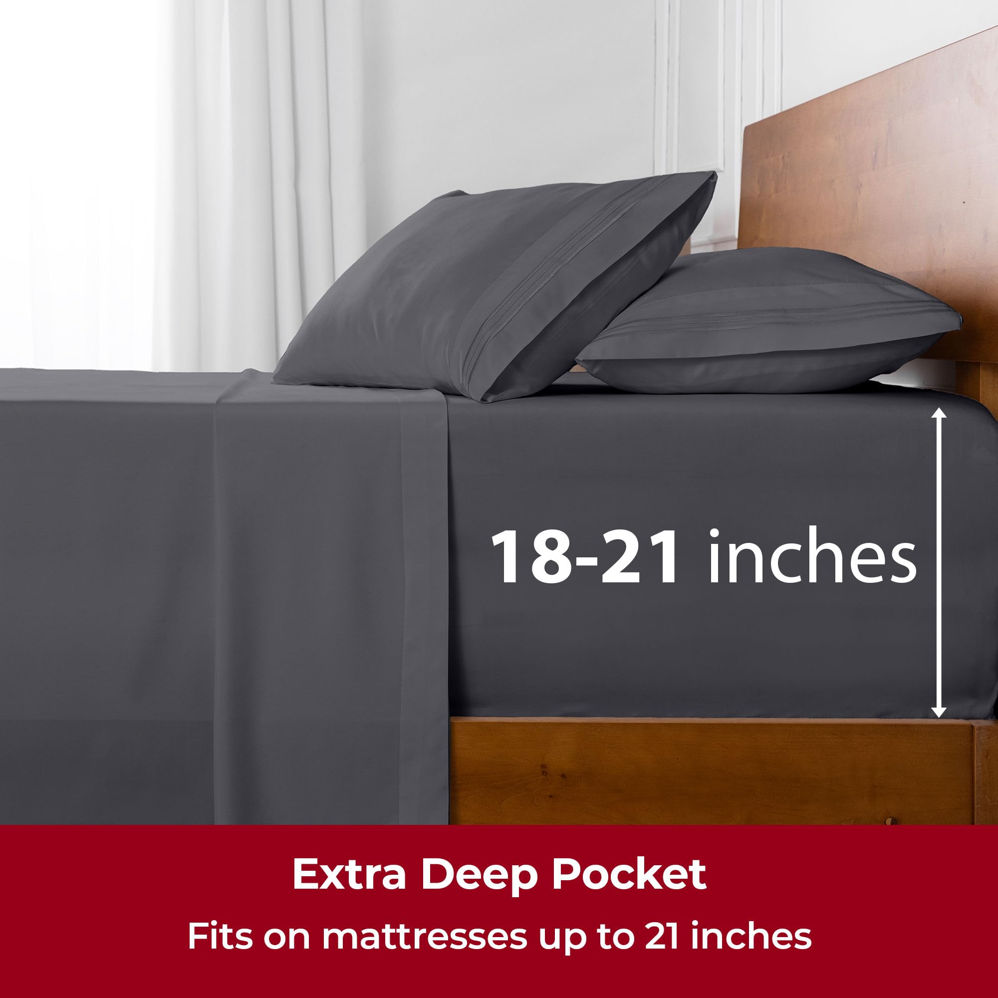 Mellanni sewn-in elastic band keeps sheets securely in place.