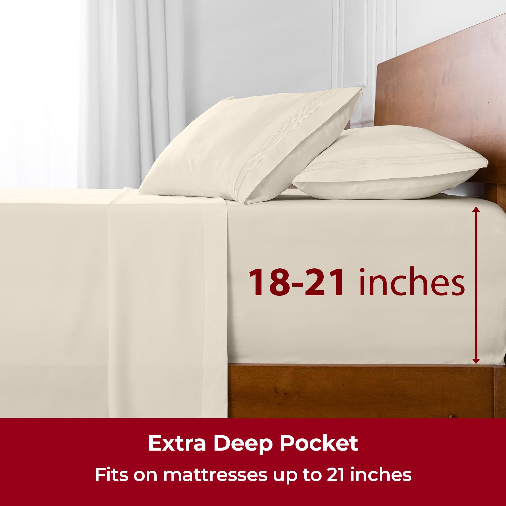 Mellanni stain fade wrinkle resistant sheets keep a crisp look.