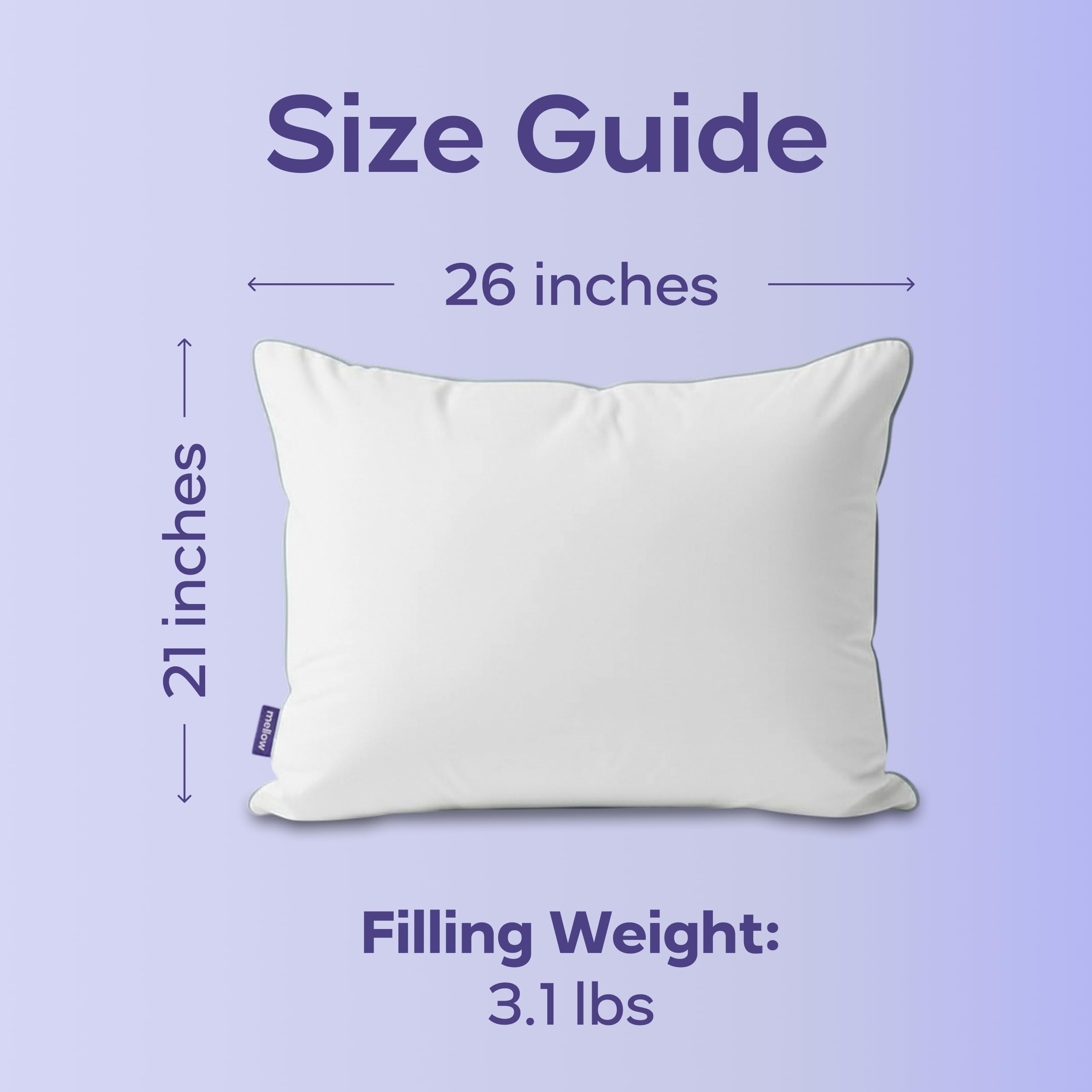Mellow Hotel Pillow balanced loft supports all sleeping positions.