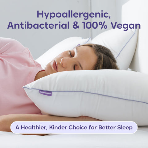 Mellow Hotel Pillow down-alternative fill delivers cloud-soft, supportive comfort for all sleep positions.