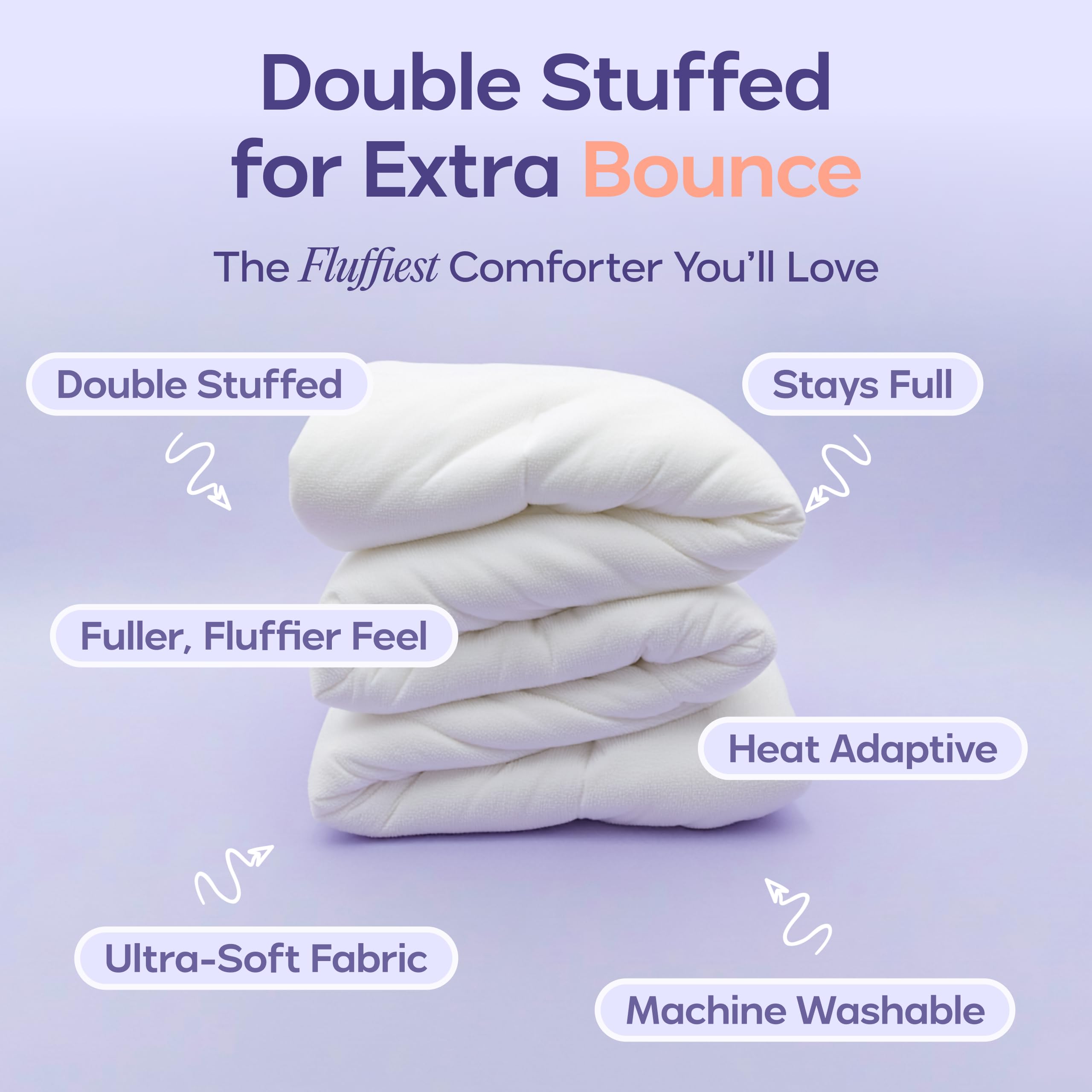 Mellow Marshmellow all-season duvet shell with heat-balancing fibers for breathable warmth.