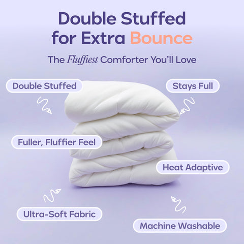 Mellow Marshmellow all-season duvet shell with heat-balancing fibers for breathable warmth.
