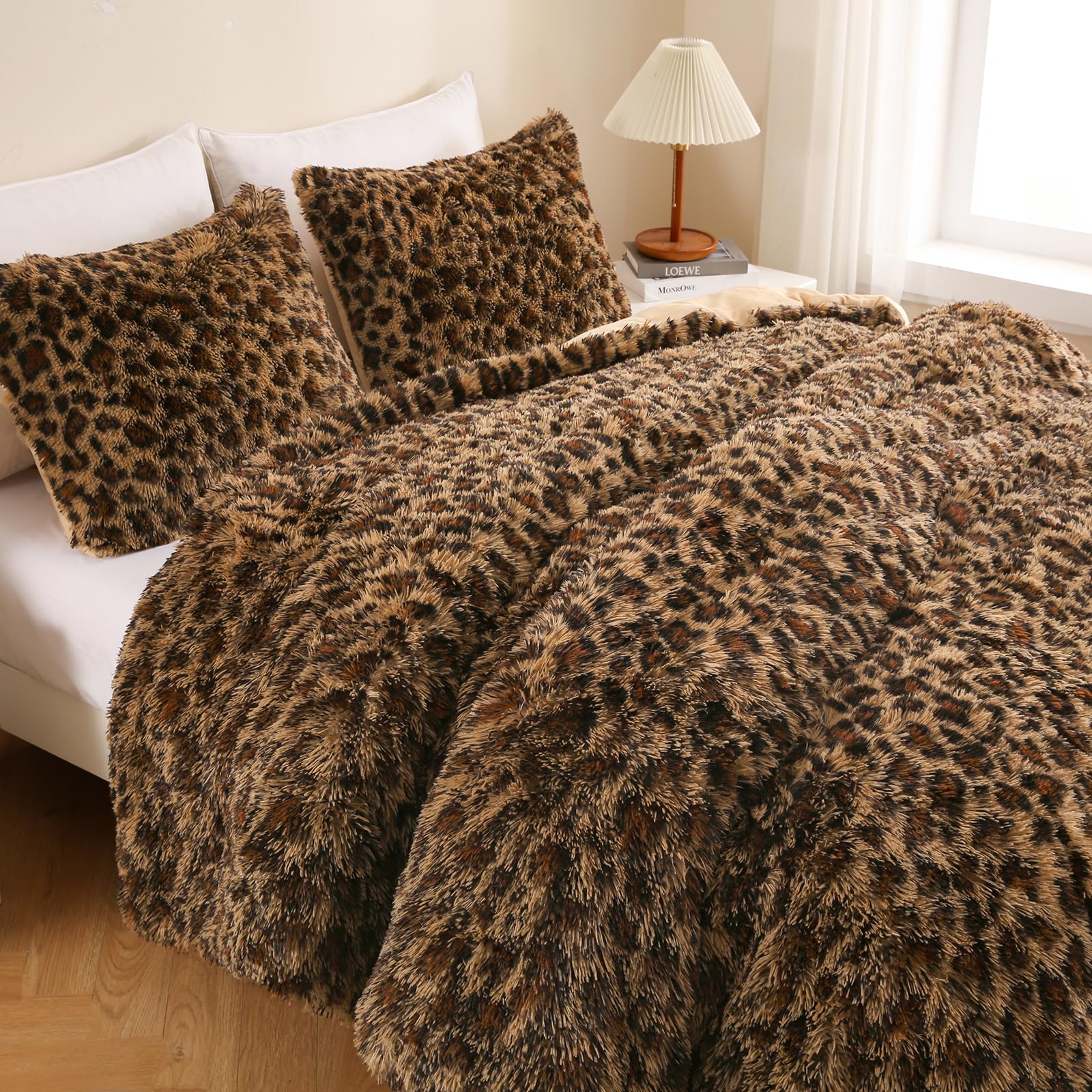 Melo10PM full-size comforter on bed with bold print and proper fit