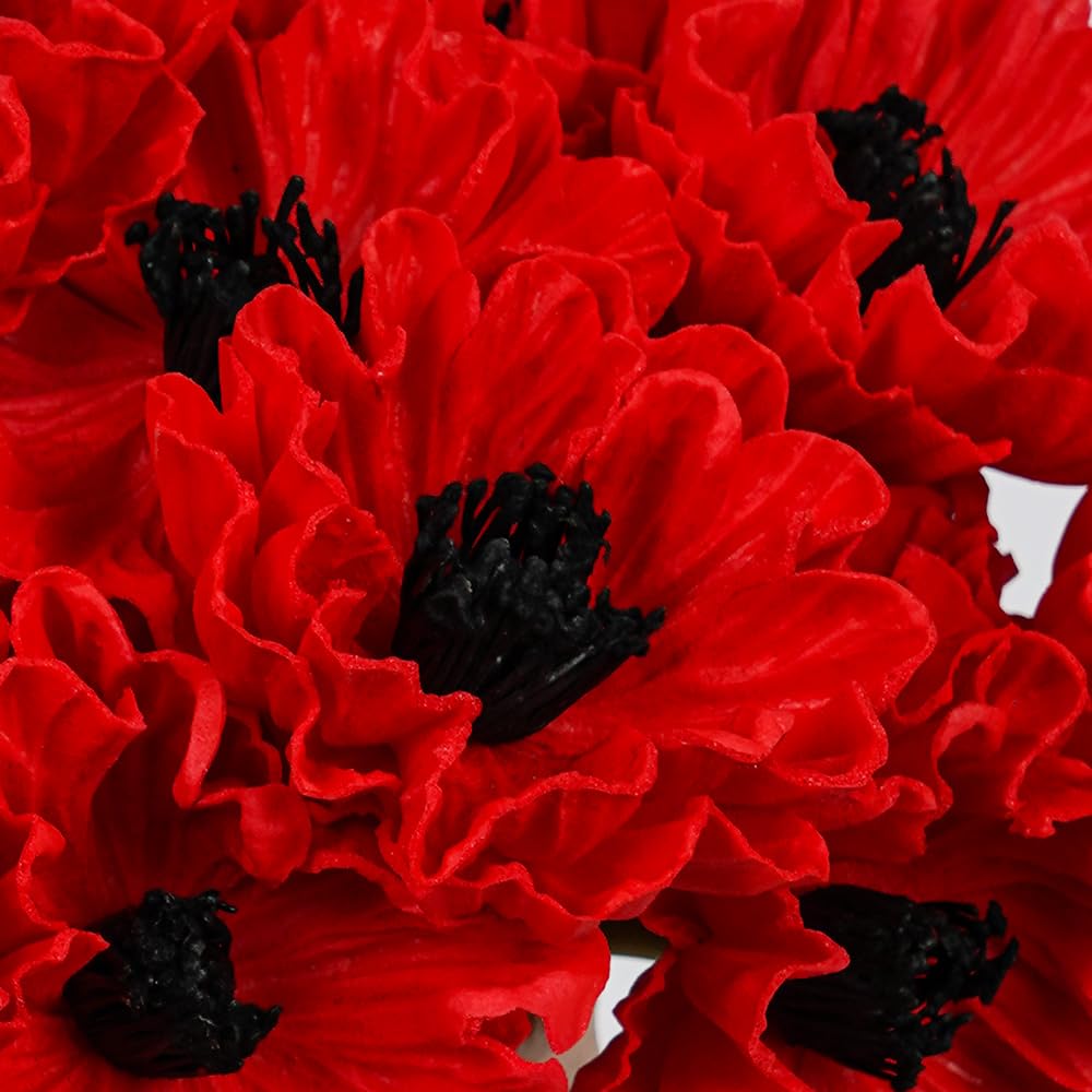 Melorca&Guilla decorative faux flowers bundle in green cornpoppy