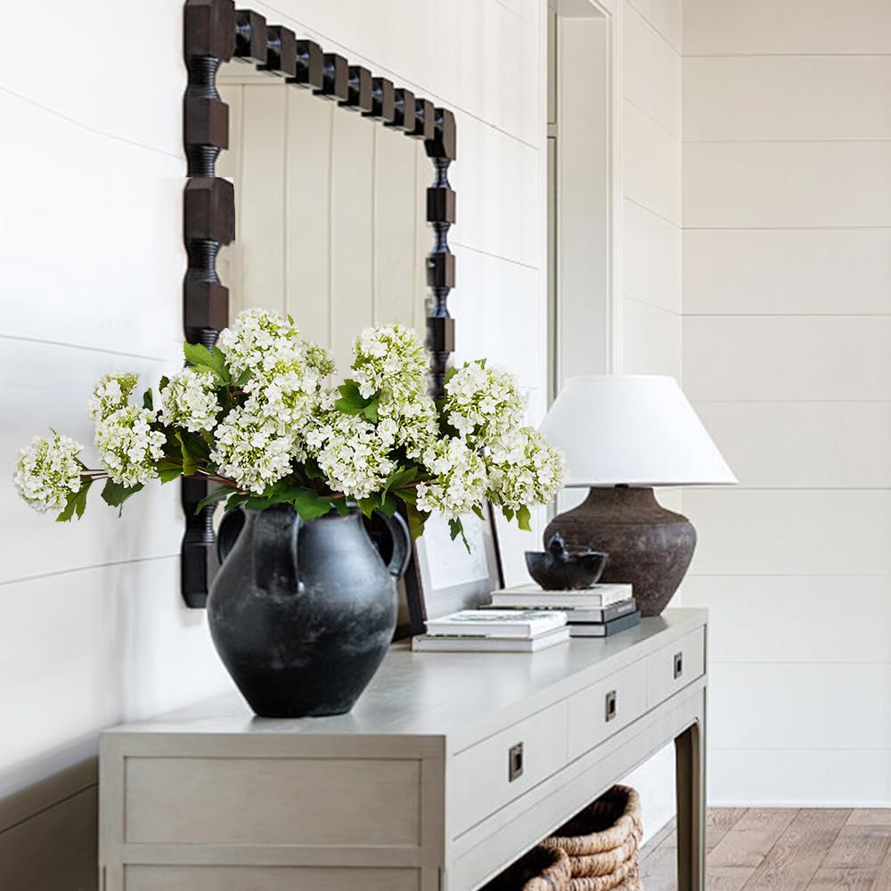 Melorca&Guilla hydrangea on a shelf adding greens and blooms