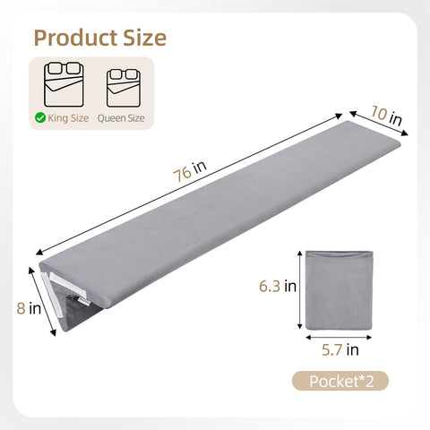 Gray Memeluckon wedge pillow setup between bed and headboard