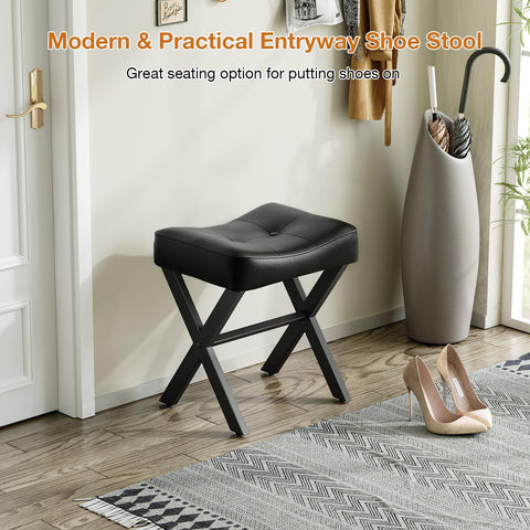 Memobarco foot stool offers ergonomic padding for relaxed dressing.