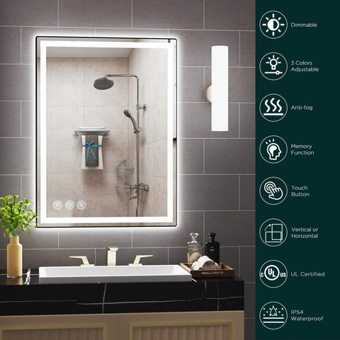 Memobarco anti-fog LED mirror, anti-fog view helps keep reflections clear after showers.