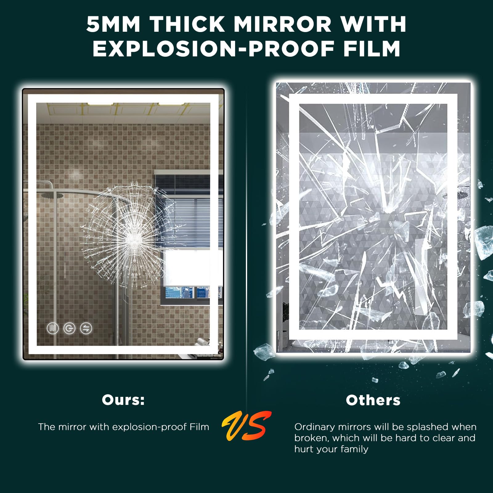 Memobarco IP54-rated mirror resists moisture, ideal for humid bathrooms.