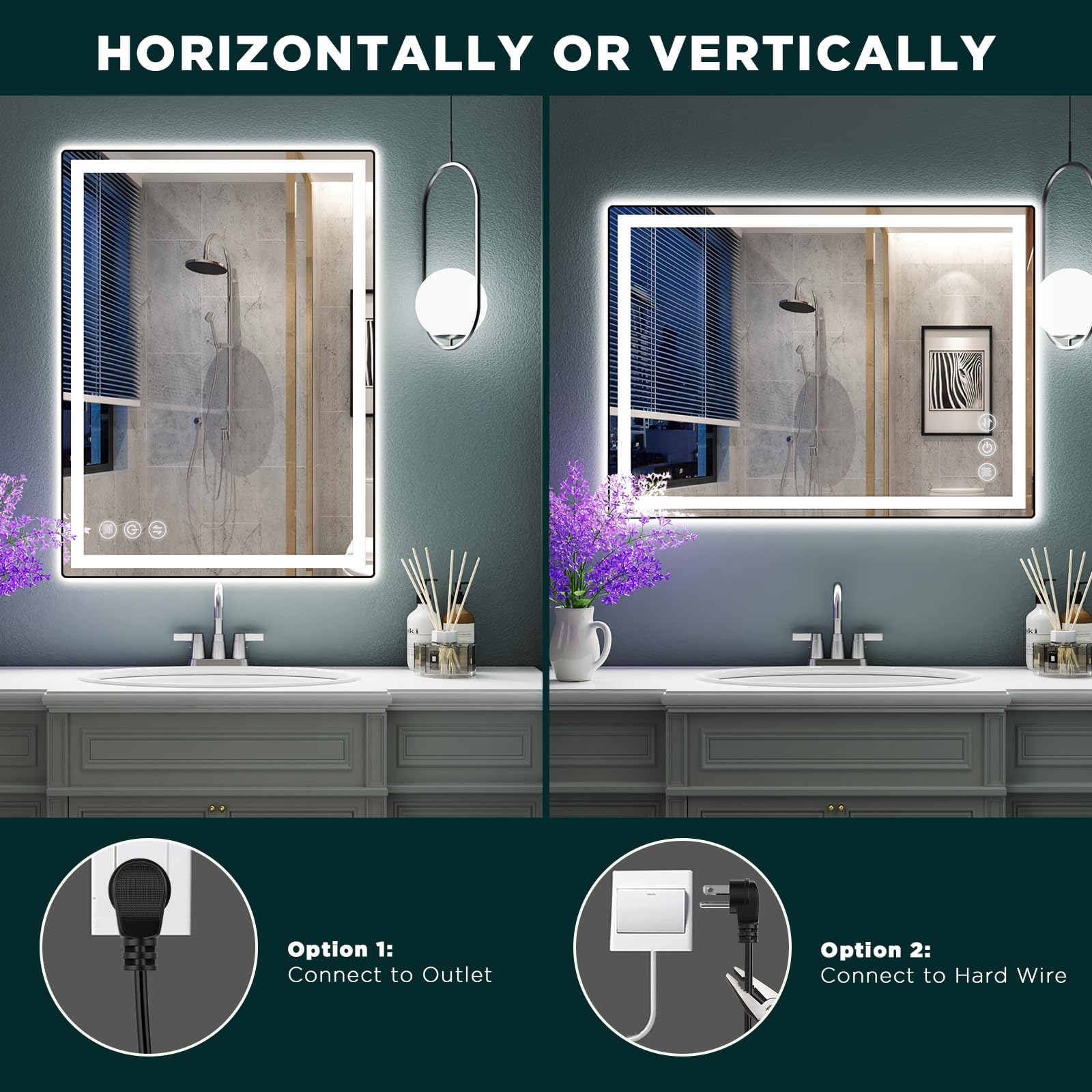Memobarco wall mirror installs vertically or horizontally for flexible layouts.