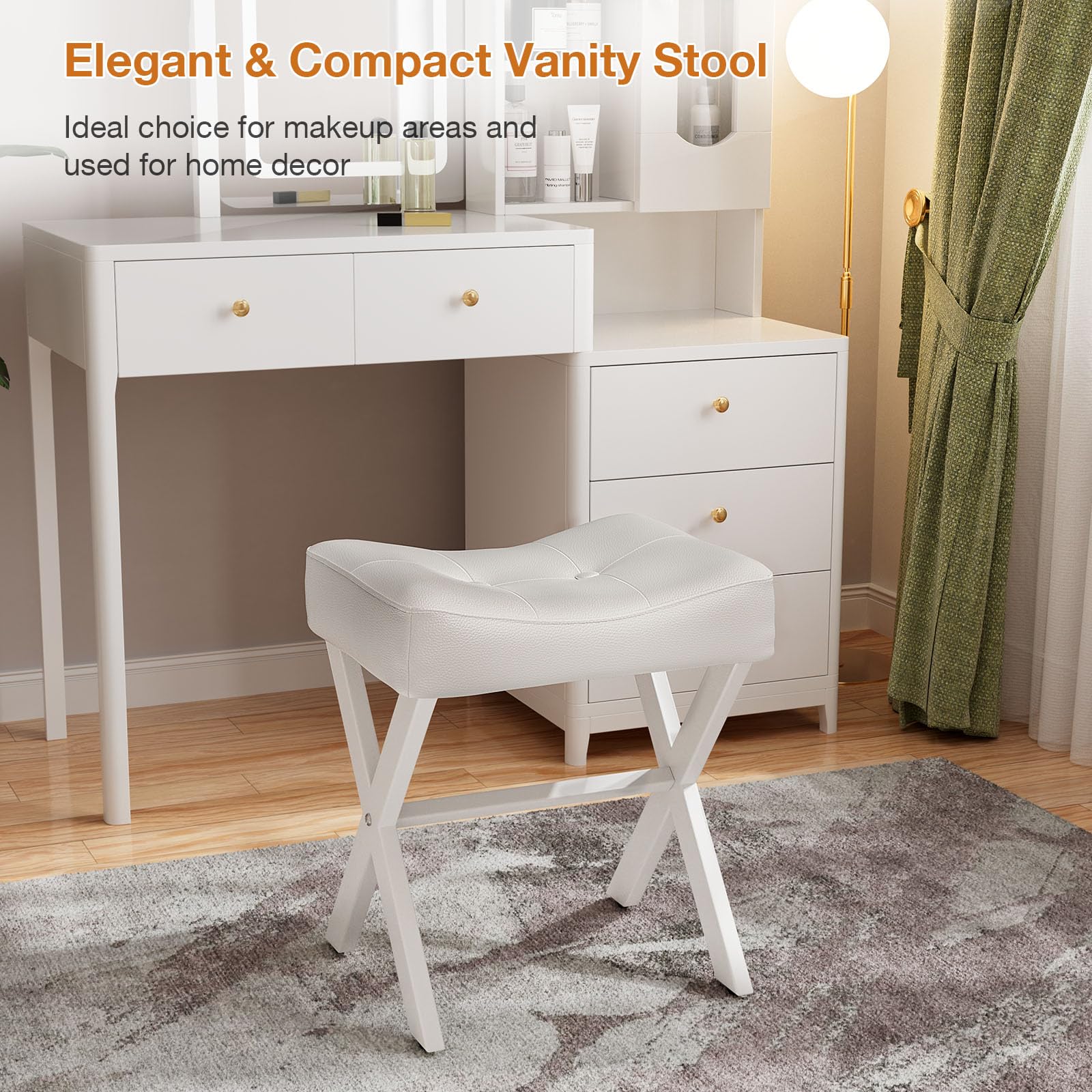 Memobarco stool in bathroom setup for daily prep and seating.