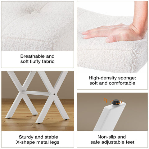 Memobarco vanity stool in breathable boucle fabric feels soft