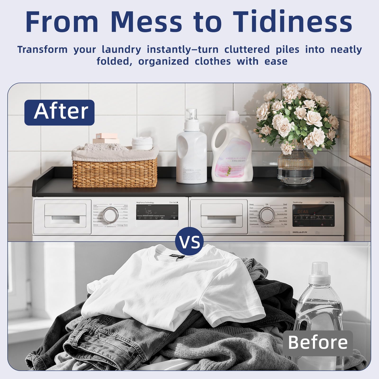 Memobarco topper drill-free-setup demonstrates simple placement on top of washer.