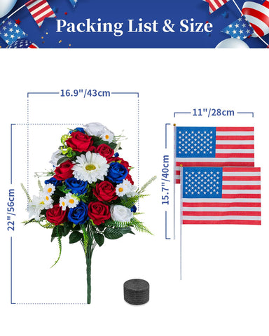 Memobloom African daisies and white daisies with lifelike greenery for cemetery decor