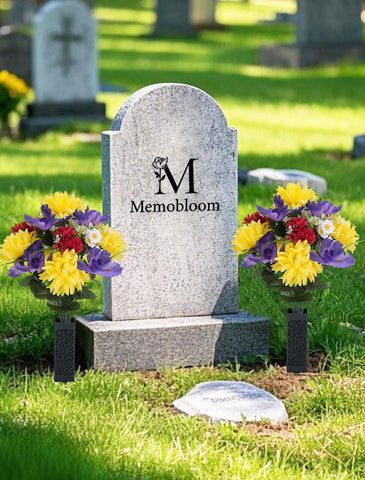 Memobloom purple iris detail highlights hope and elegance for lasting cemetery decor.