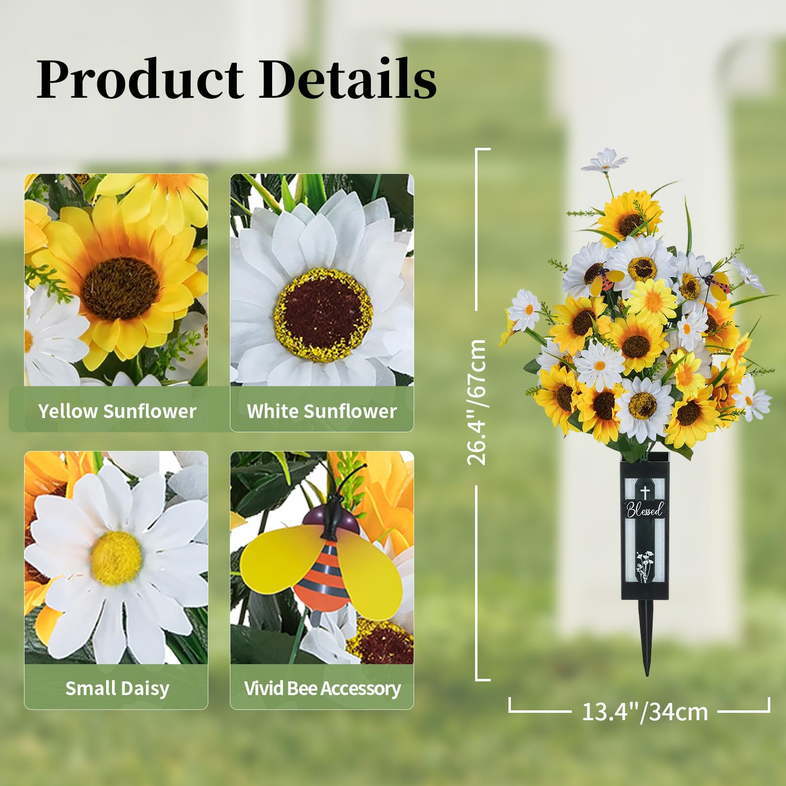 Memobloom bee accents enhance realism for serene cemetery displays