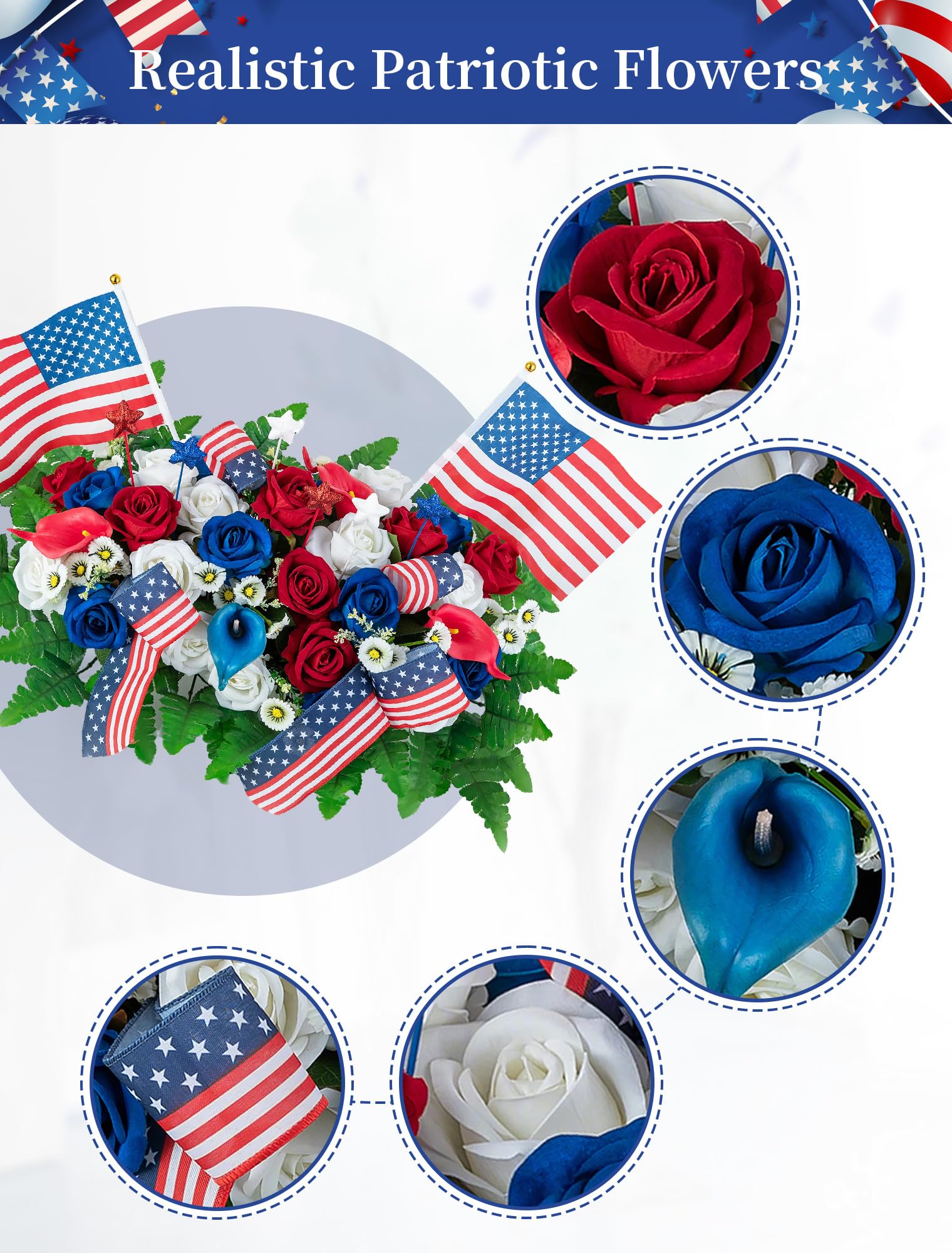 Memobloom memorial day decor suitable for Memorial Day and 4th of July.