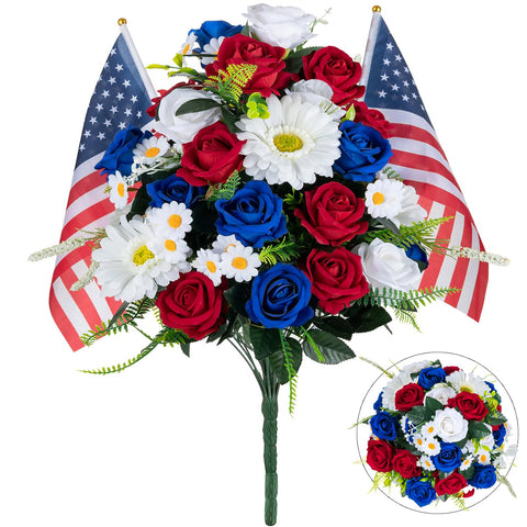 Memobloom memorial day bouquet with 36 heads for dignified cemetery display