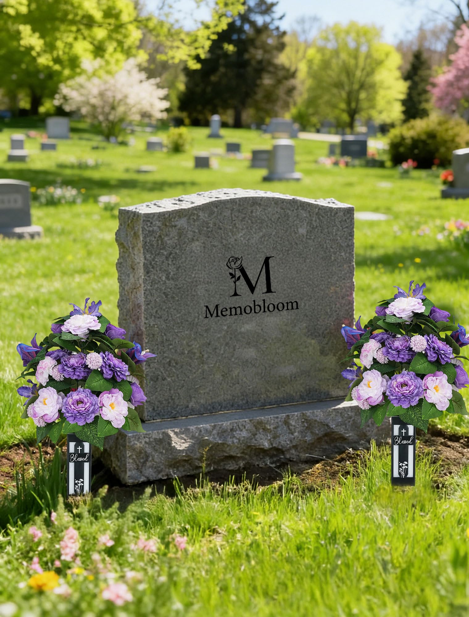 Memobloom memorial flowers suit traditional gravestones and memorial gardens alike