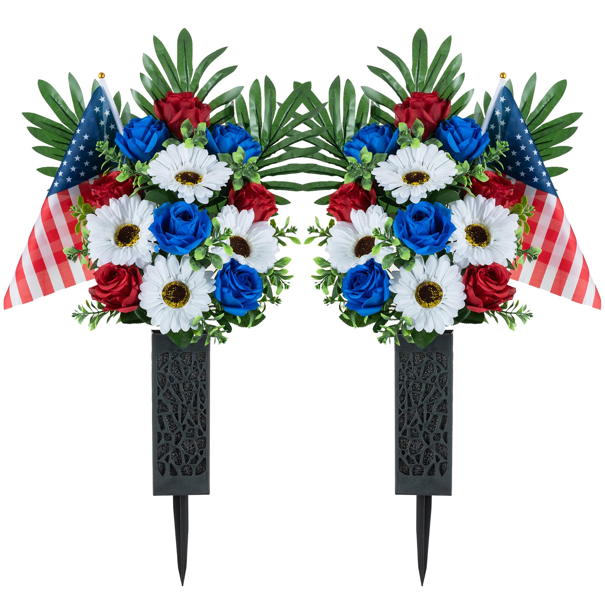 Memobloom patriotic cemetery bouquet for outdoor display.