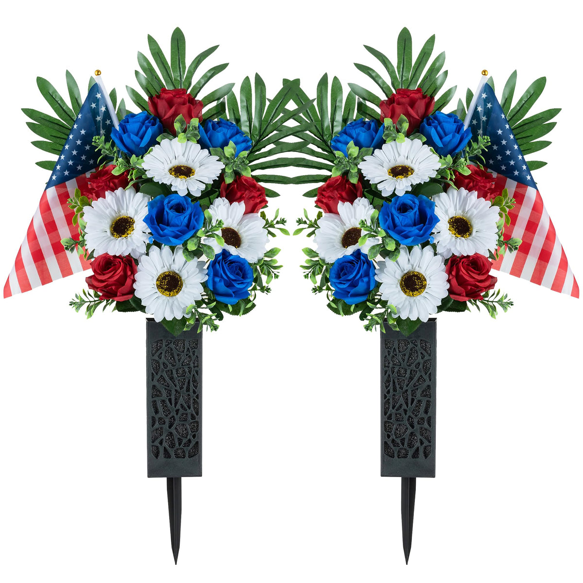 Memobloom patriotic cemetery bouquet for outdoor display.