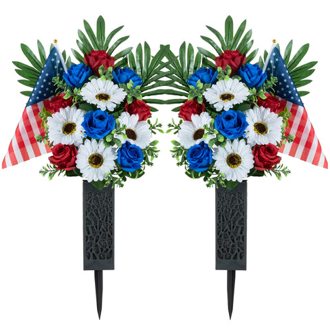 Memobloom patriotic cemetery bouquet for outdoor display.