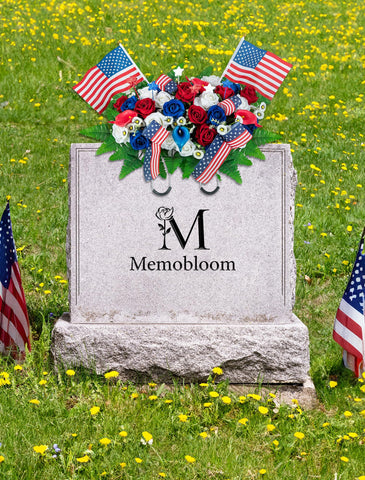 Memobloom rubber-coated clip ends protect the monument during installation.