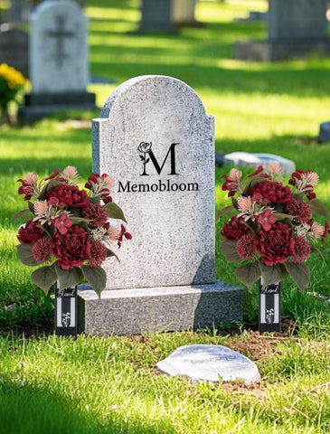 Memobloom silk grave flowers vase provides durable, all-weather gravesite décor.