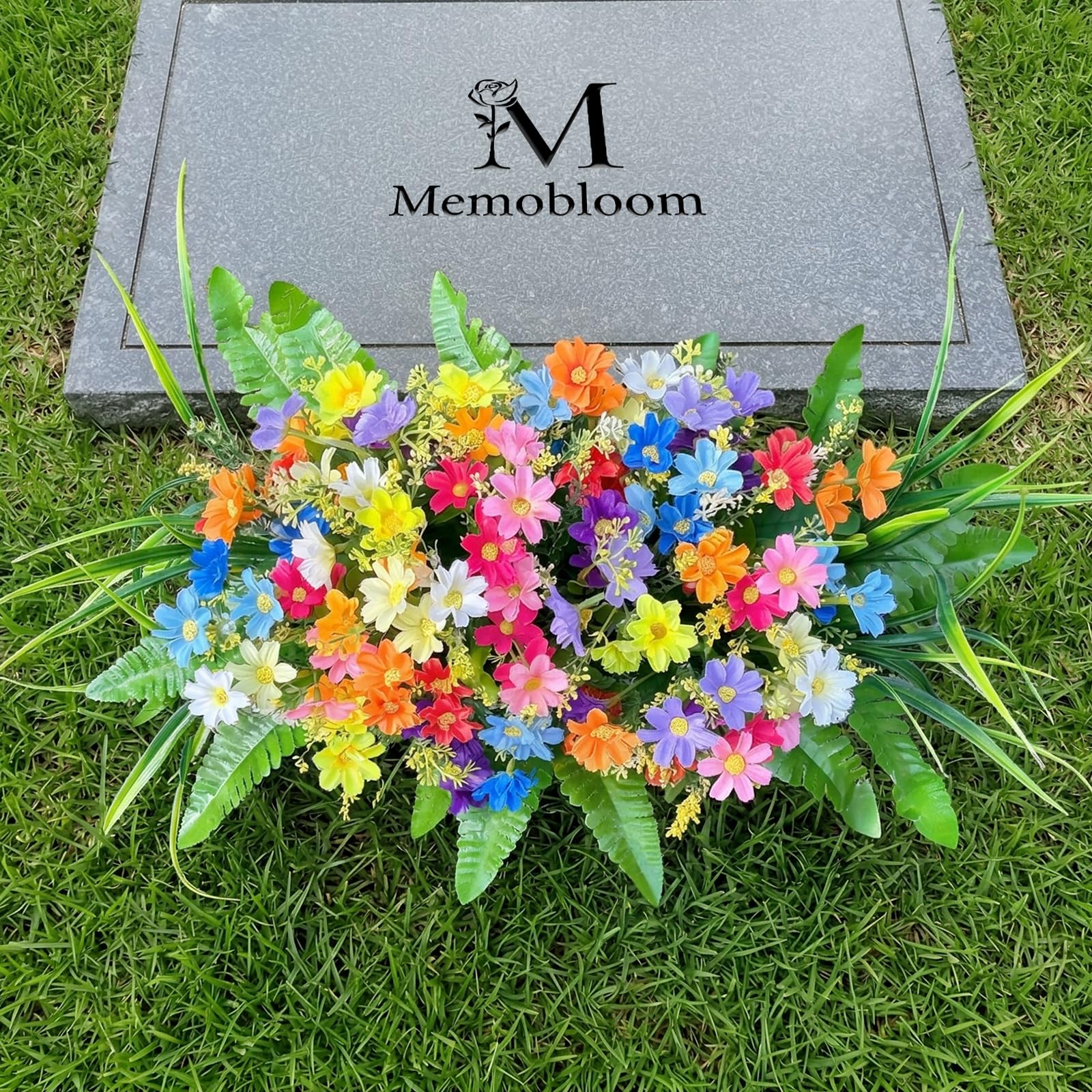 Memobloom spring wildflowers with stakes for gravesite display