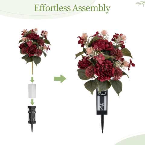 Memobloom weatherproof cemetery flowers stay vibrant without maintenance.