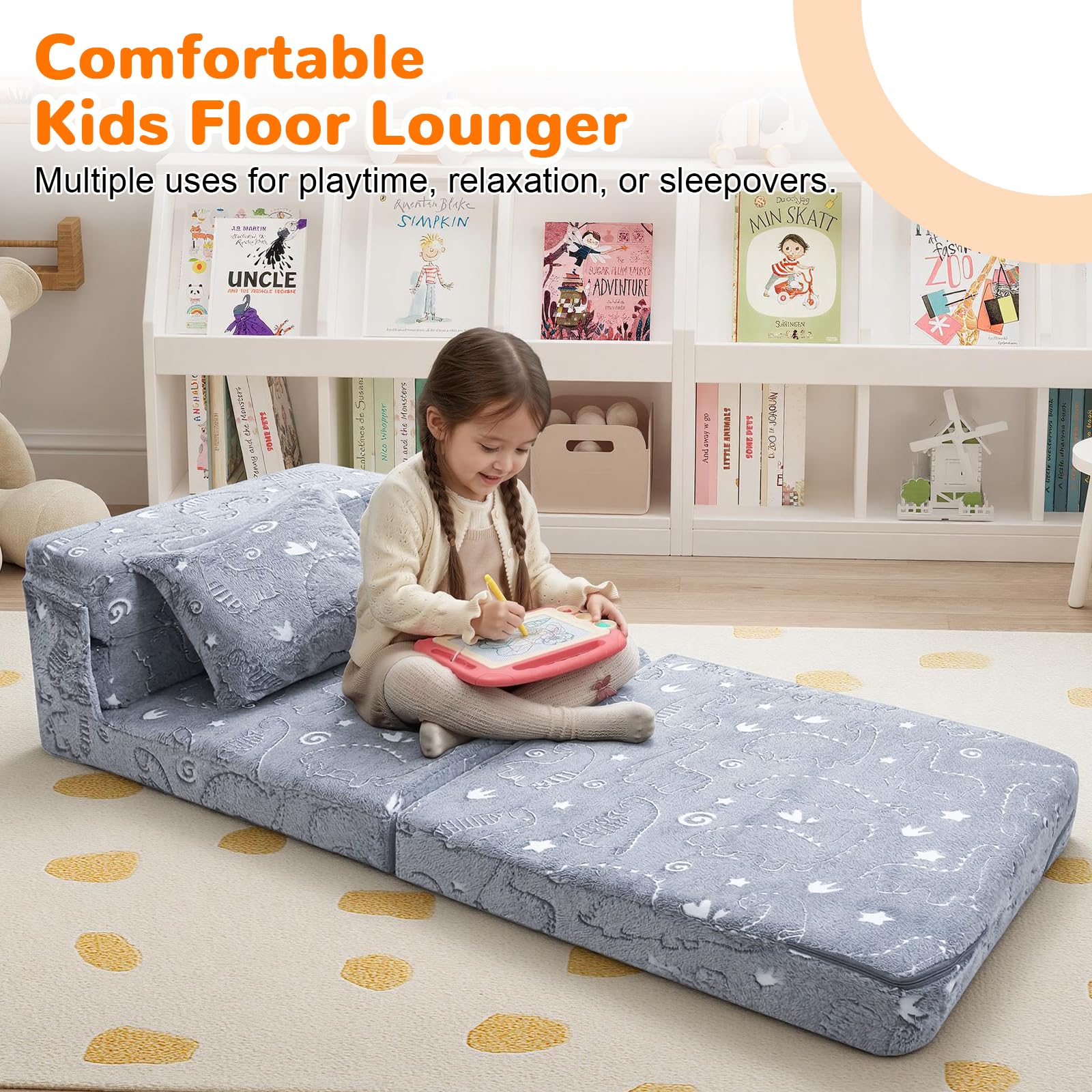 MeMoreCool folding futon chair bed doubles as a kid-friendly lounger.