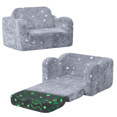 MeMoreCool glow dinosaur couch front view for comfy playtime seating.