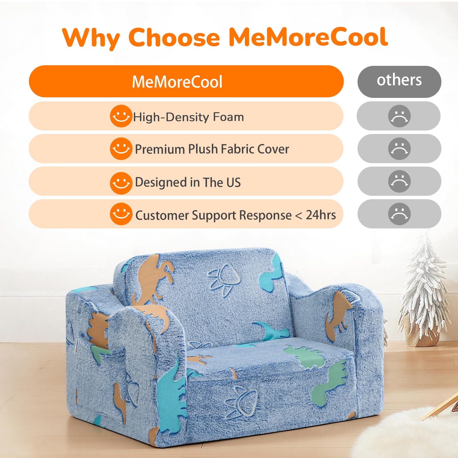 MeMoreCool glowing dinosaur chair removable cover for easy cleaning