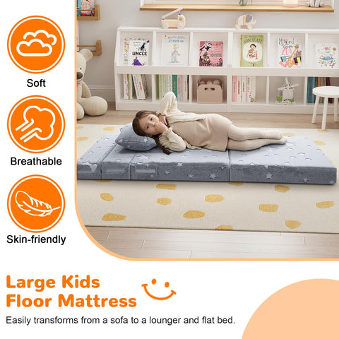 MeMoreCool Kids Tri-Fold Sofa Bed glow stars create magical nighttime ambiance