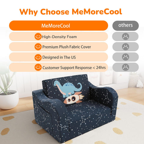 MeMoreCool side pocket and armrests for toys on the couch