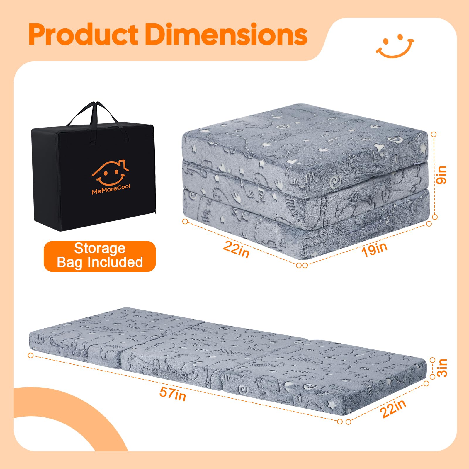 MeMoreCool Trifold nap mat with convenient handles for easy carrying.