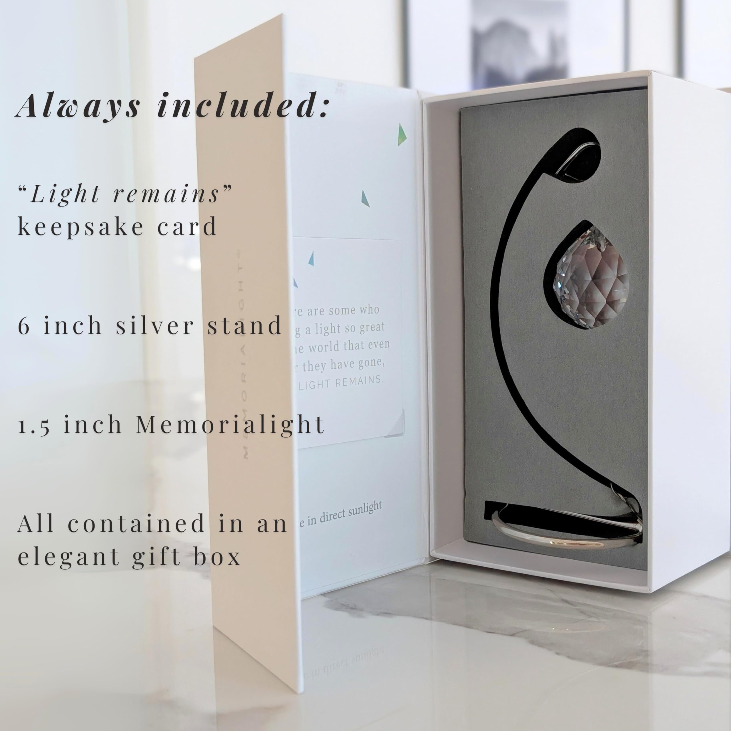 Memorialight 6-inch silver stand supporting a timeless memorial centerpiece