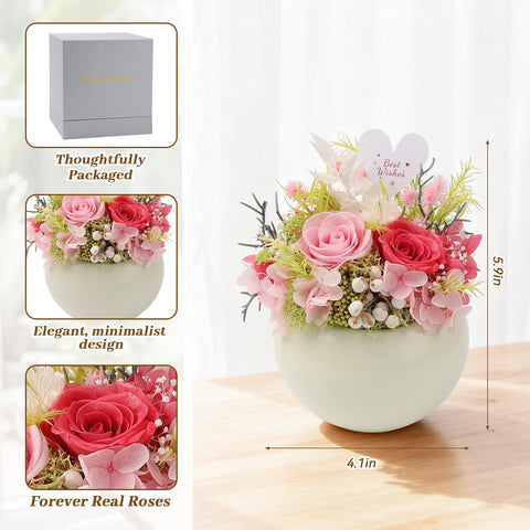 Memorvia desktop display in sleek vase, complements modern or minimalist spaces.