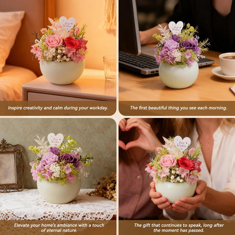 Memorvia handcrafted florists' touch, non-toxic preservation ensures long-lasting color.
