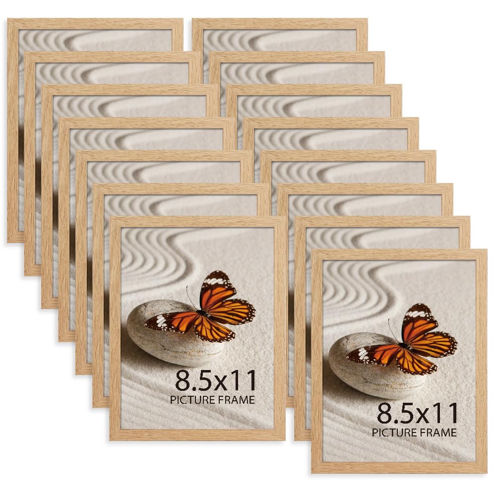 Memory Island 8.5x11 frame front view in natural wood for wall or desk display