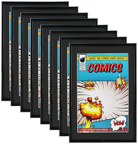 Memory Keeper comic frame front view shows a black piano finish for stylish wall display.