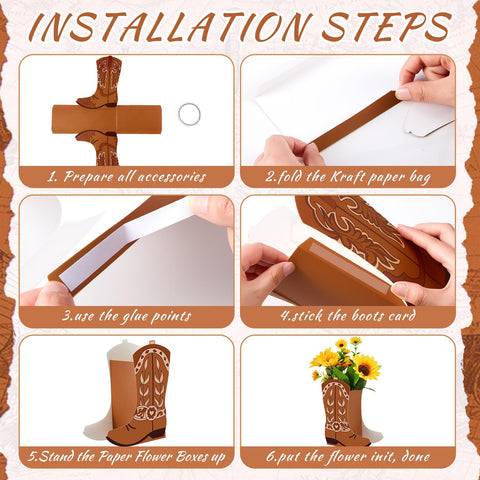 Memorywuu western boot centerpiece box 2 for rustic baby shower decor.