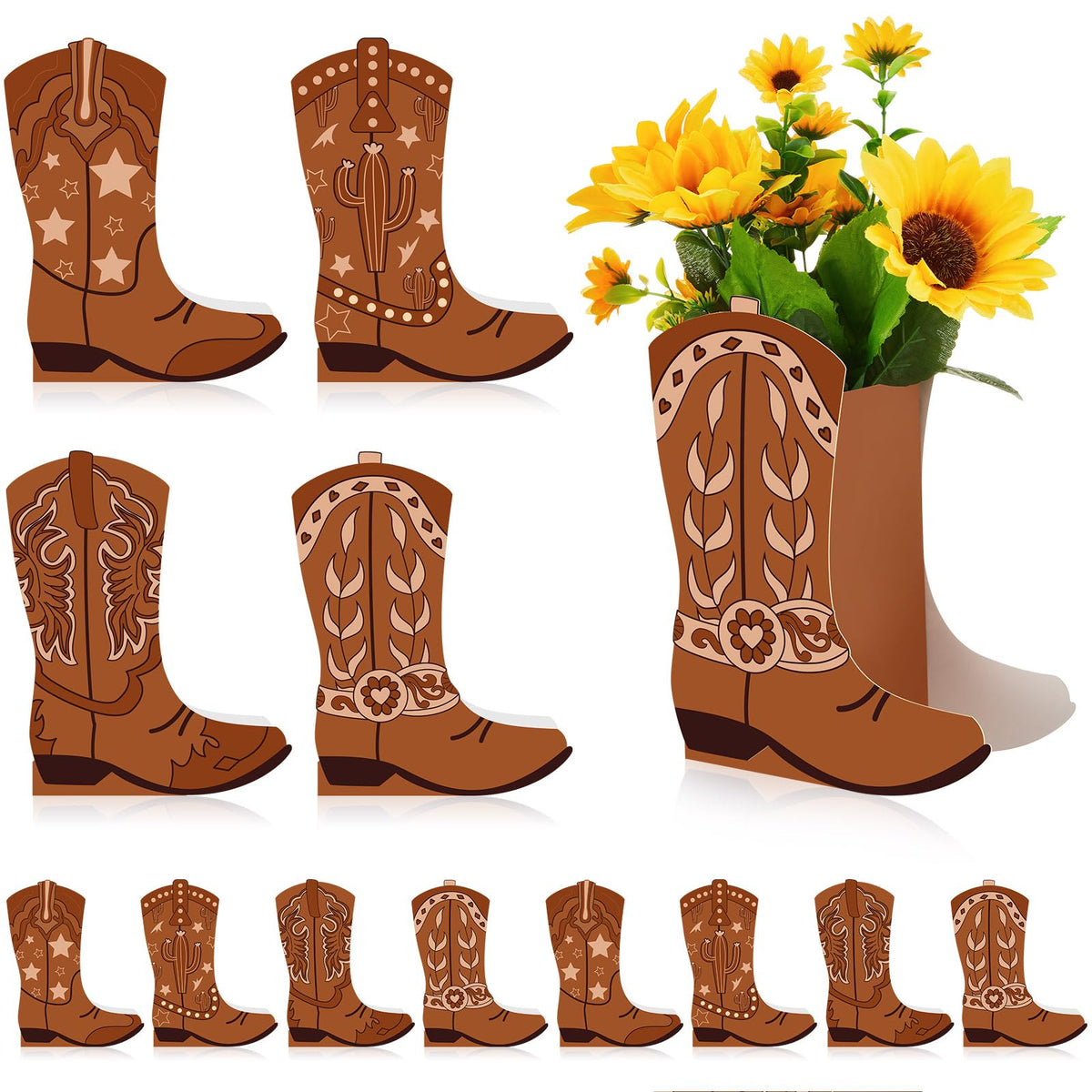 Memorywuu western boot flower box style A enhances rustic table centerpieces.