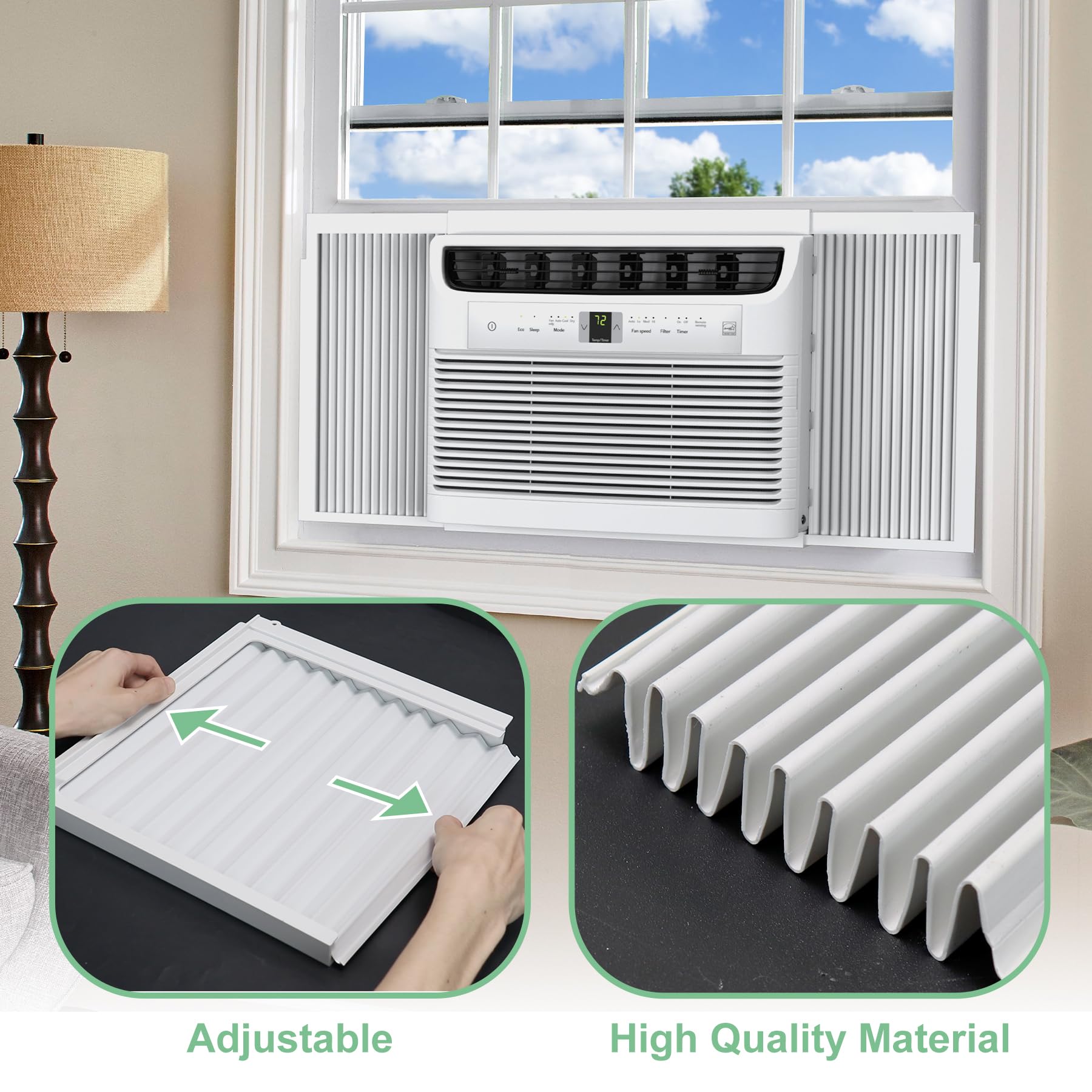 Memrita frame-set designed for most 8000 BTU window units for broad compatibility.