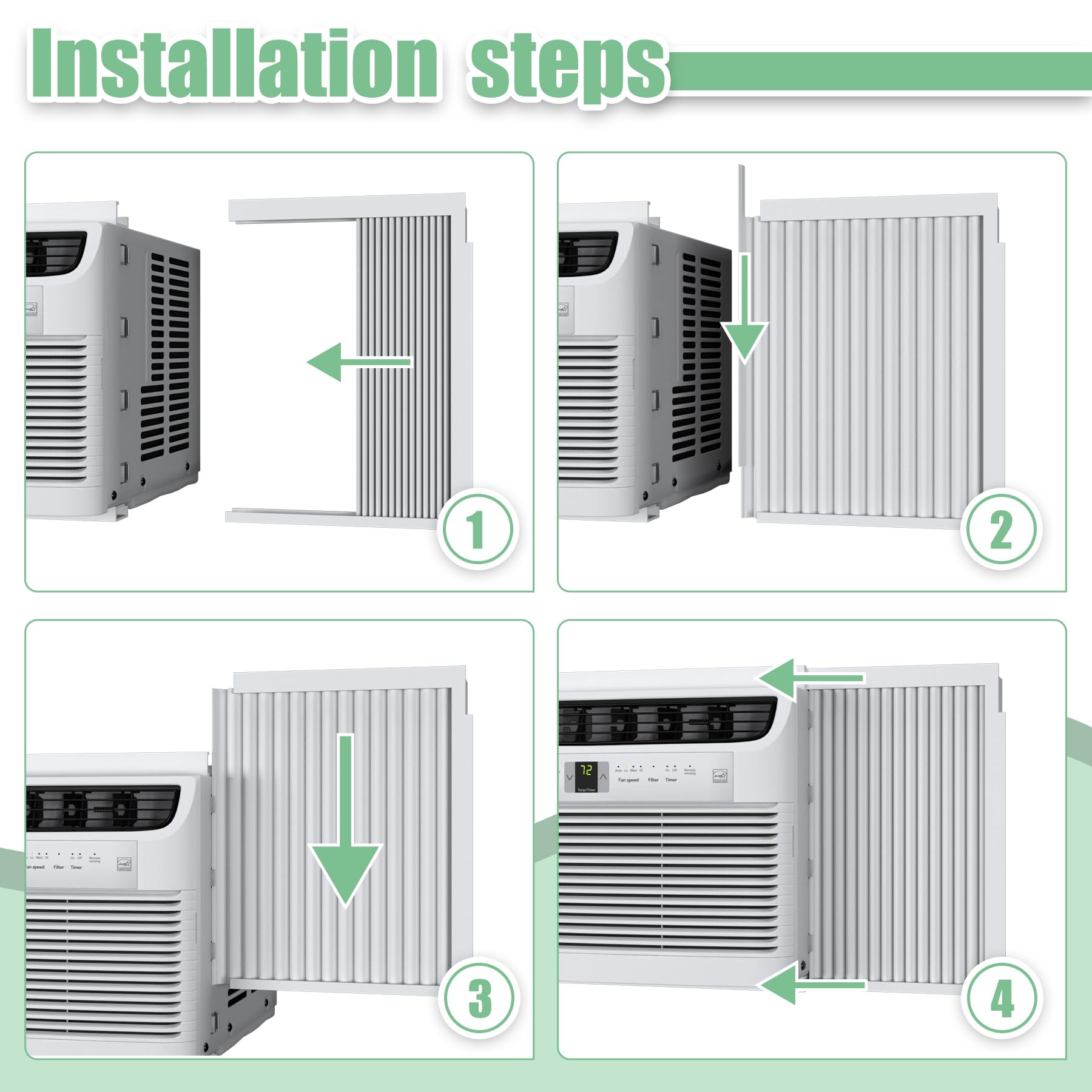 Memrita vinyl side panel reduces dust intrusion and adds shading.