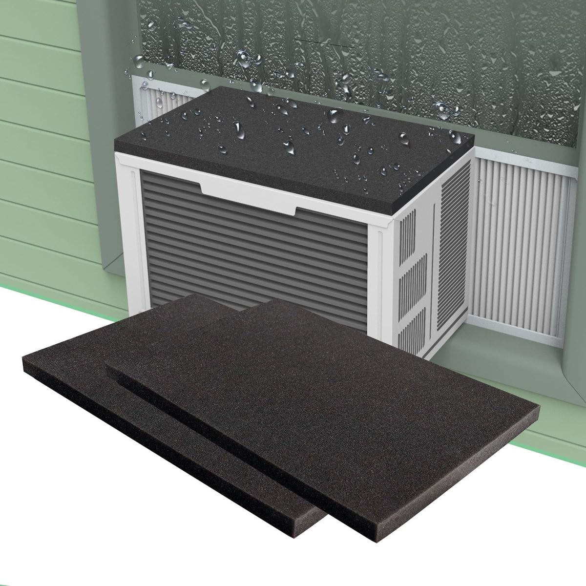 Memrita window AC drip cushion foam absorbs dripping noise for quieter operation.