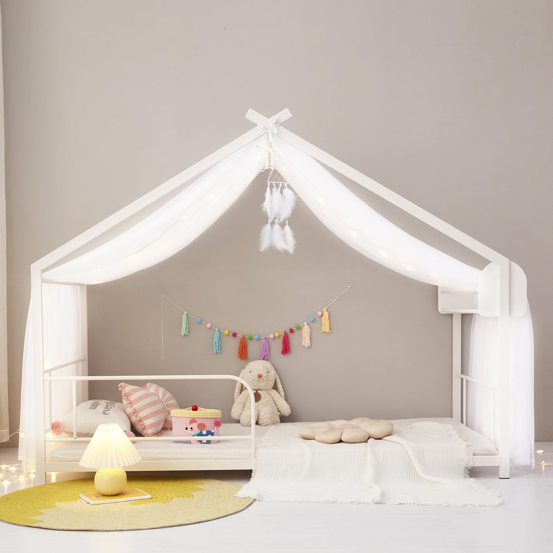 Mengersi canopy suits Montessori floor bed with soft coverage