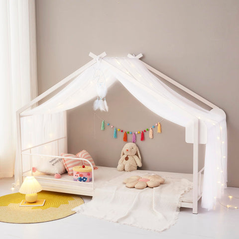 Mengersi white sheer canopy drape enhances room ambiance